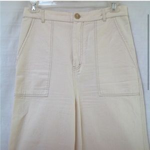 Free People Ivory Wide Leg Baggy Pants Womens 12 Super High Waist Summer Casual